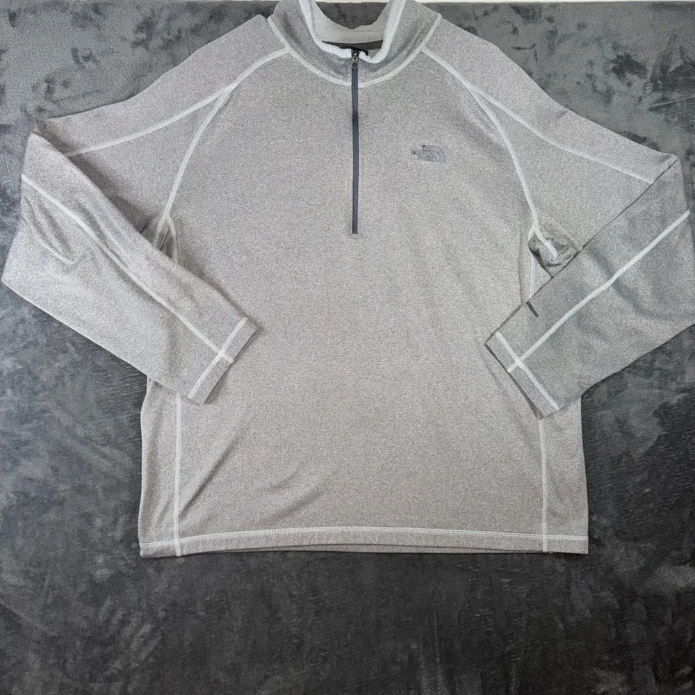 Mens XL The North Face Quarter Zip Pullover Gray Excellent Heathered Performance